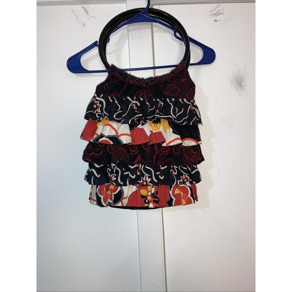 Bead & Needle Tiered Ruffled Material Handbag Y2K